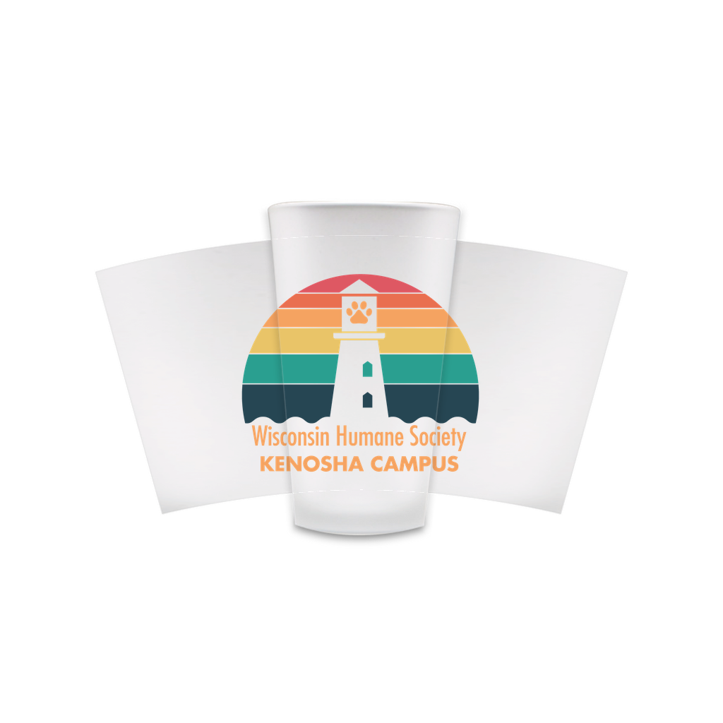 WHS Kenosha Logo Frosted Pint Glasses Wisconsin Humane Society