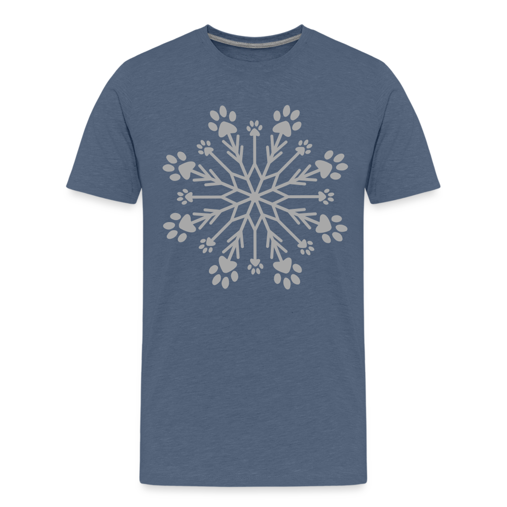 Paw Snowflake Sparkle Print Kids' Premium T-Shirt - heather blue
