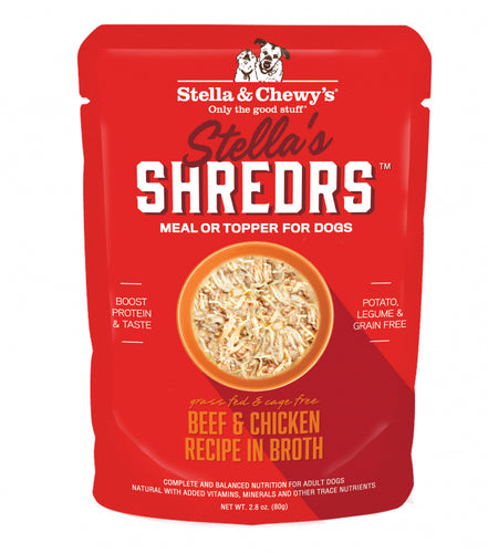 Stella & Chewys Stellas Shredrs Grass Fed and Cage Free Beef and Chicken Recipe in Broth