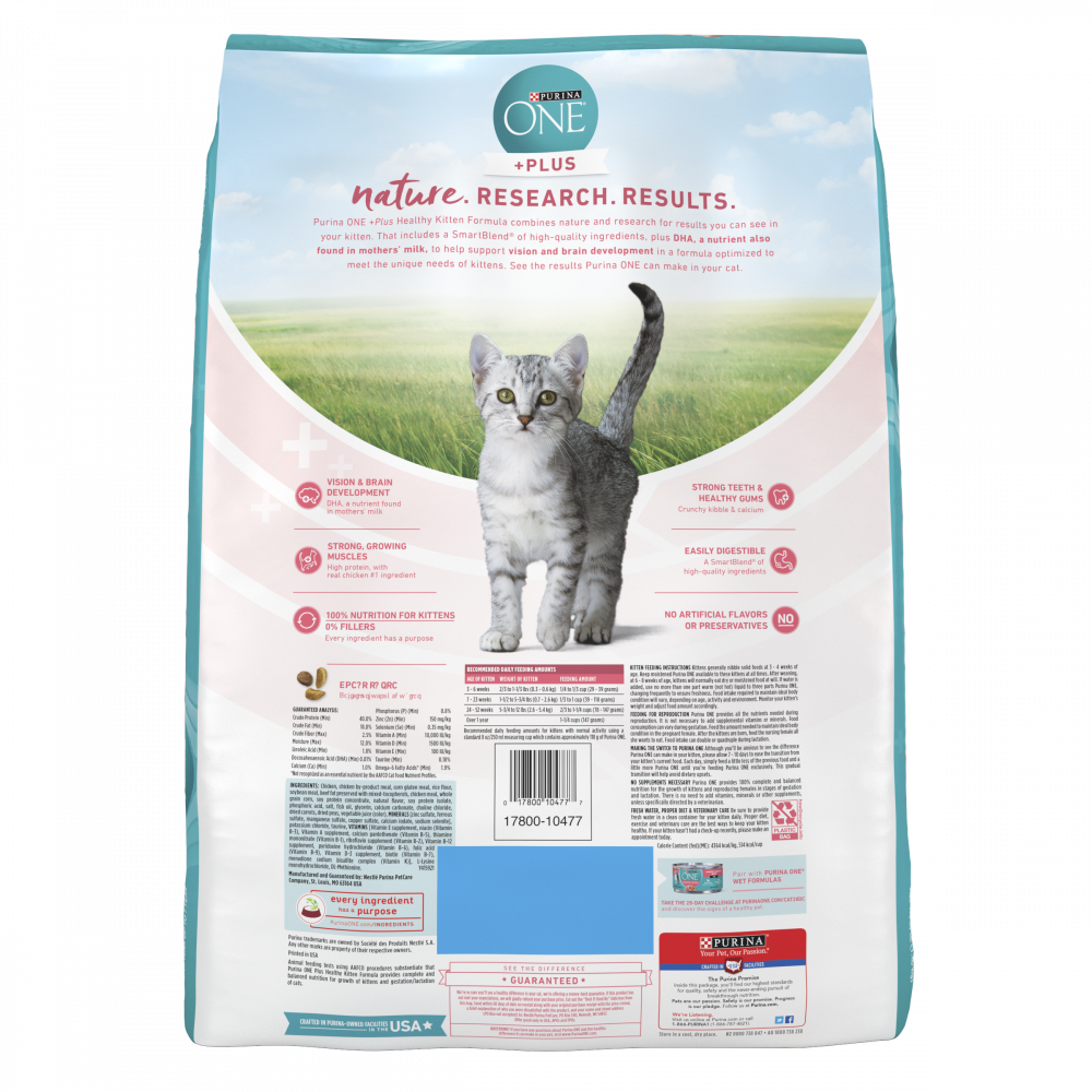 cat food low purine ingredients Purina ONE Healthy Kitten Formula Dry Cat Food, 16 lbs