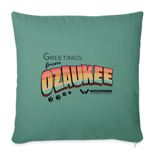 Load image into Gallery viewer, WHS &quot;Greetings from Ozaukee&quot; Throw Pillow Cover 18” x 18” - cypress green
