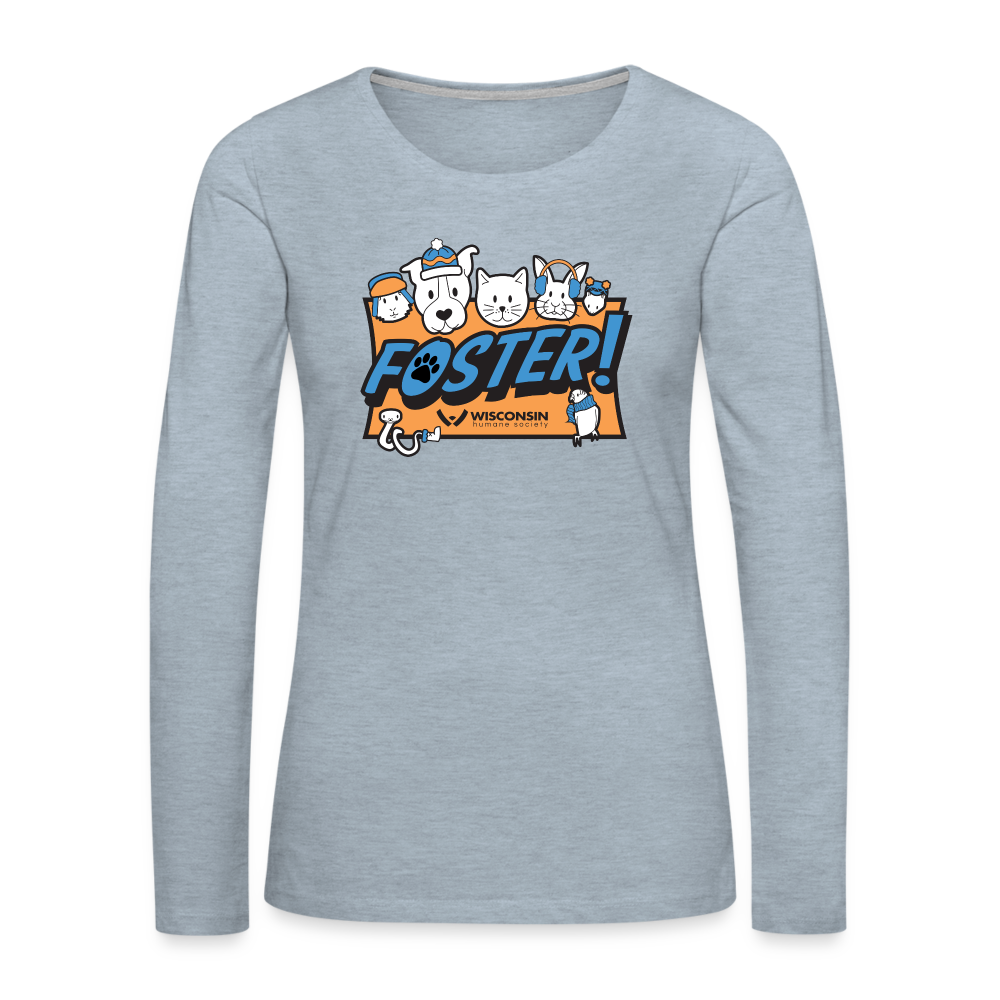 Foster Winter Logo Contoured Premium Long Sleeve T-Shirt - heather ice blue