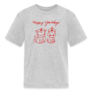 Happy Yowlidays Kids' T-Shirt - heather gray