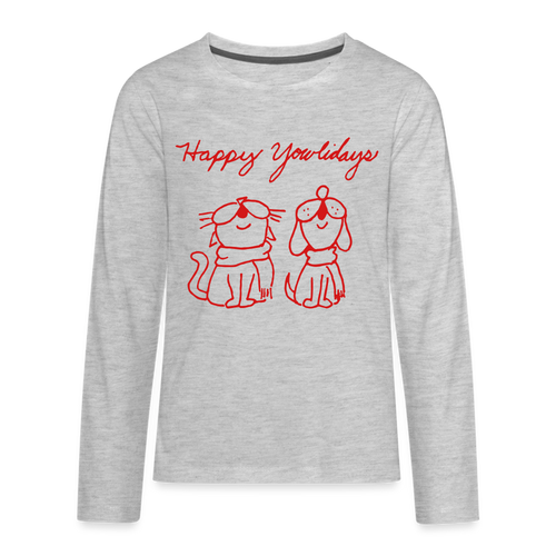 Happy Yowlidays Kids' Premium Long Sleeve T-Shirt - heather gray
