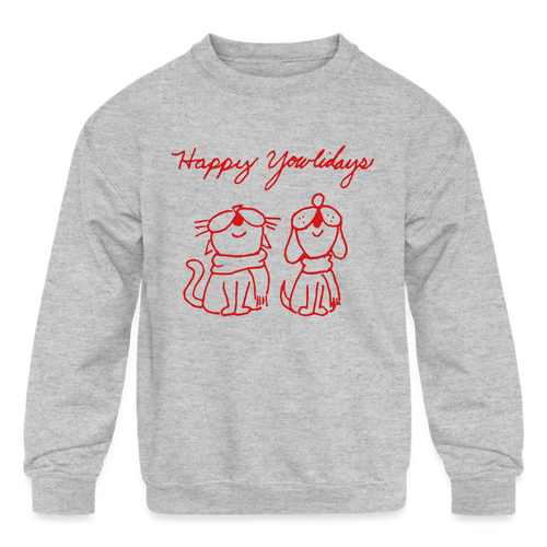 Happy Yowlidays Kids' Crewneck Sweatshirt - heather gray