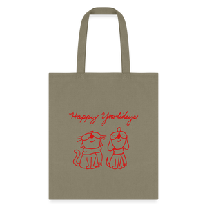 Happy Yowlidays Tote Bag - khaki