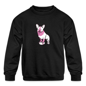 Pink Puppy Love Kids' Crewneck Sweatshirt - black