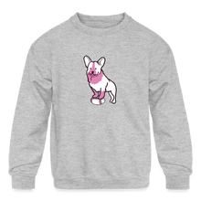 Load image into Gallery viewer, Pink Puppy Love Kids&#39; Crewneck Sweatshirt - heather gray