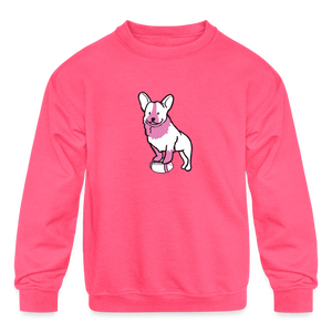 Pink Puppy Love Kids' Crewneck Sweatshirt - neon pink