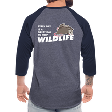 Load image into Gallery viewer, WHS Wildlife Baseball T-Shirt - heather blue/navy