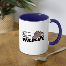 Load image into Gallery viewer, WHS Wildlife Contrast Coffee Mug - white/cobalt blue