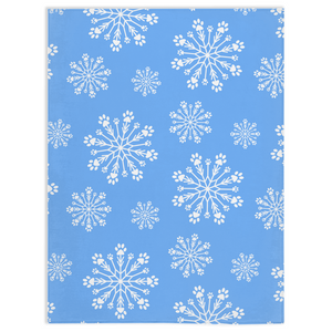 Paw Snowflake Minky Blanket - Blue/White