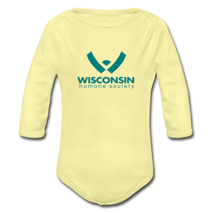 WHS Logo Organic Long Sleeve Baby Bodysuit - washed yellow