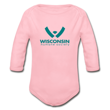 Load image into Gallery viewer, WHS Logo Organic Long Sleeve Baby Bodysuit - light pink