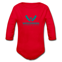 Load image into Gallery viewer, WHS Logo Organic Long Sleeve Baby Bodysuit - red