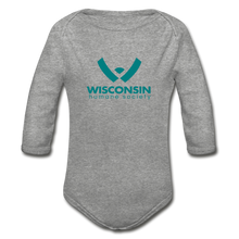 Load image into Gallery viewer, WHS Logo Organic Long Sleeve Baby Bodysuit - heather gray