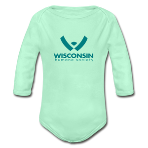 WHS Logo Organic Long Sleeve Baby Bodysuit - light mint