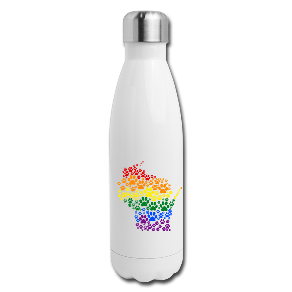 Pride Paws Insulated Stainless Steel Water Bottle - white