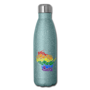 Pride Paws Insulated Stainless Steel Water Bottle - turquoise glitter