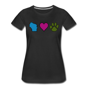 WI Loves Pets Contoured Premium T-Shirt - black