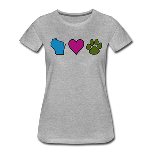 WI Loves Pets Contoured Premium T-Shirt - heather gray