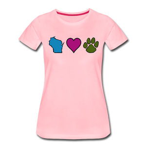 WI Loves Pets Contoured Premium T-Shirt - pink