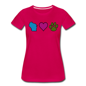 WI Loves Pets Contoured Premium T-Shirt - dark pink