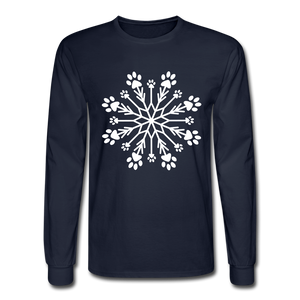 Paw Snowflake Classic Long Sleeve T-Shirt - navy