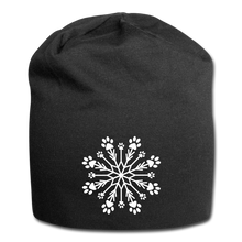 Load image into Gallery viewer, Paw Snowflake Jersey Beanie - black