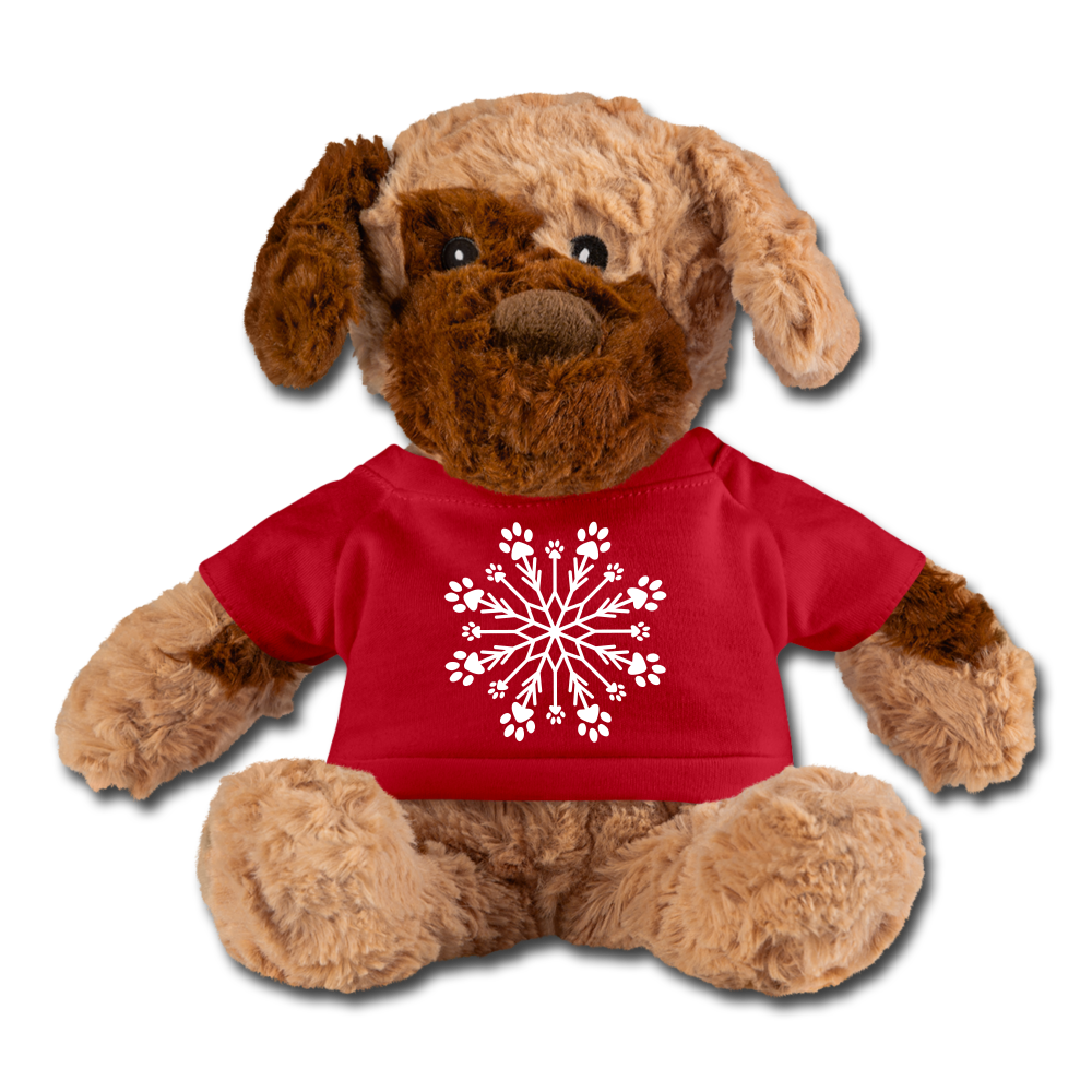 Paw Snowflake Plush Dog - red