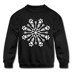 Paw Snowflake Kids' Crewneck Sweatshirt - black