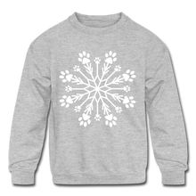 Load image into Gallery viewer, Paw Snowflake Kids&#39; Crewneck Sweatshirt - heather gray