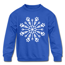 Load image into Gallery viewer, Paw Snowflake Kids&#39; Crewneck Sweatshirt - royal blue