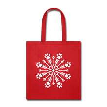 Load image into Gallery viewer, Paw Snowflake Tote Bag - red