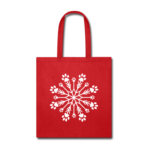 Paw Snowflake Tote Bag - red