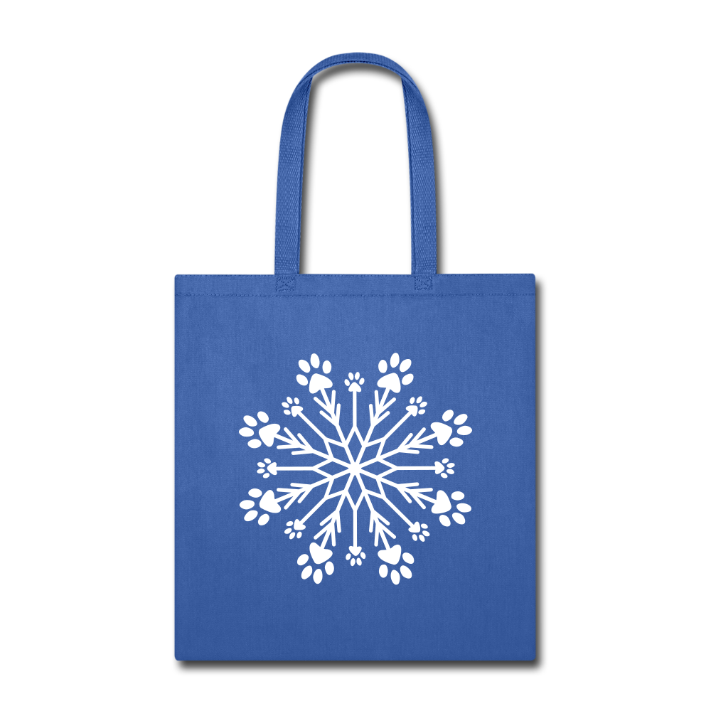 Paw Snowflake Tote Bag - royal blue