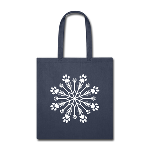 Paw Snowflake Tote Bag - navy
