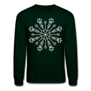 Paw Snowflake Sparkle Print Sweatshirt - forest green