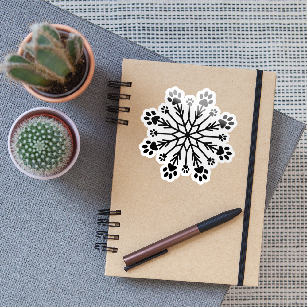 Paw Snowflake Sticker - white glossy