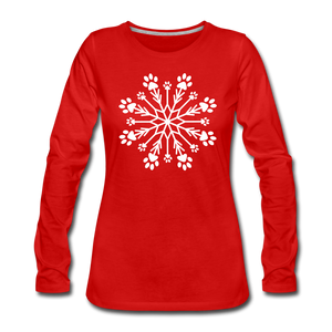 Paw Snowflake Premium Long Sleeve T-Shirt - red
