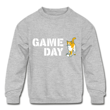 Load image into Gallery viewer, Game Day Cat Kids&#39; Crewneck Sweatshirt - heather gray