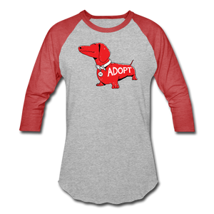 "Big Red Dog" Baseball T-Shirt - heather gray/red