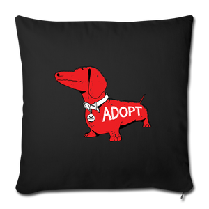 "Big Red Dog" Throw Pillow Cover 18” x 18” - black