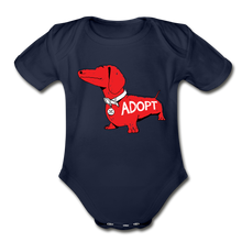 Load image into Gallery viewer, &quot;Big Red Dog&quot; Organic Short Sleeve Baby Bodysuit - dark navy