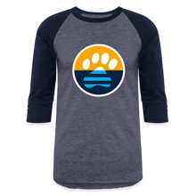 Load image into Gallery viewer, MKE Flag Paw Baseball T-Shirt - heather blue/navy