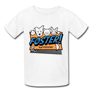 Foster Logo Hanes Youth Tagless T-Shirt - white