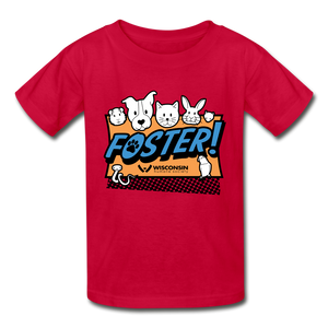 Foster Logo Hanes Youth Tagless T-Shirt - red