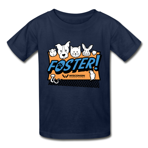 Foster Logo Hanes Youth Tagless T-Shirt - navy