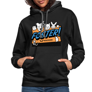 Foster Logo Contrast Hoodie - black/asphalt