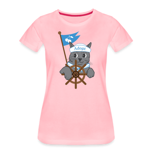 Door County Sailor Cat Contoured Premium T-Shirt - pink